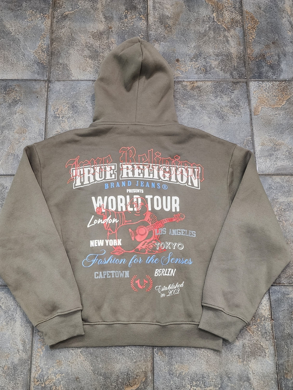 True Religion World Tour Men's Medium Kalamata Cinched Full Zip Hoodie NWT